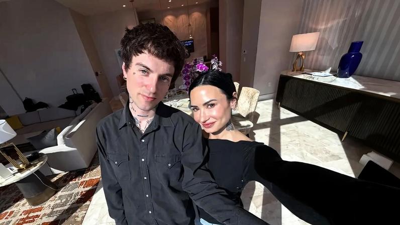 Demi Lovato and her husband, Jutes, celebrated their first Valentine's Day as a married couple with an intimate dinner for two.