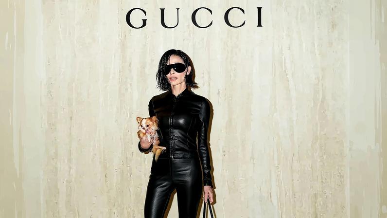 Demi Moore attended the Gucci runway show during Milan Fashion week on Friday.