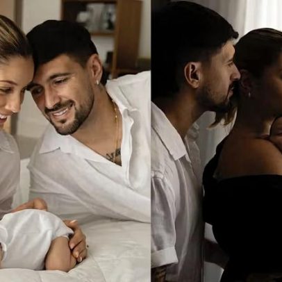Arrascaeta posa com a família e declara amor à esposa Camila Bastiani
