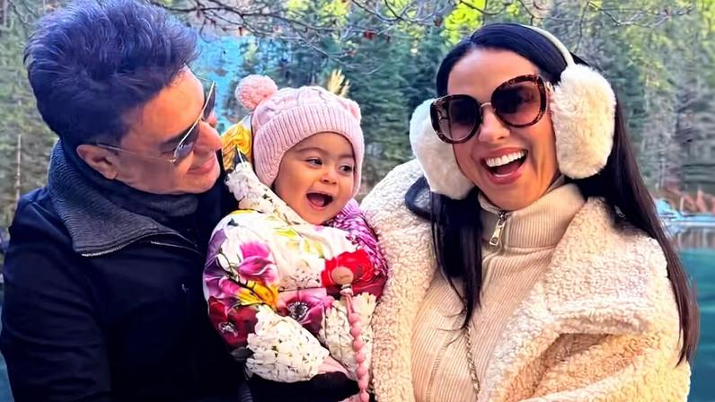 Graciele Lacerda visita lago famoso na Suíça ao lado de Clara e Zezé Di Camargo — Foto: Reprodução/Instagram