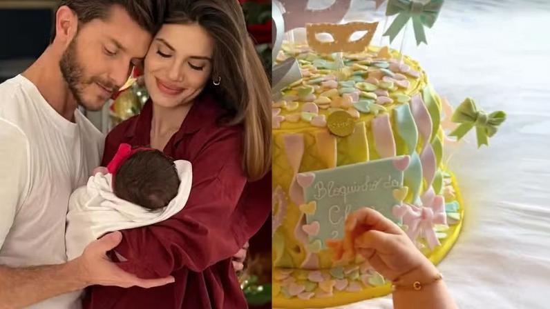 Camila Queiroz celebra os dois meses da filha, Clara — Foto: Reprodução/Instagram