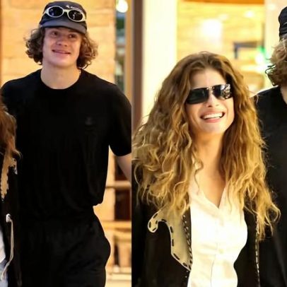 Lucas Pinheiro embarca no aeroporto do Rio de Janeiro com Isadora Cruz