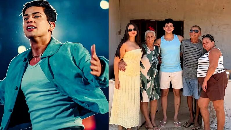 Léo Foguete fala sobre visita a seus avós — Foto: Reprodução/@renanfilms10 e @_evertonbento e Reprodução/Instagram