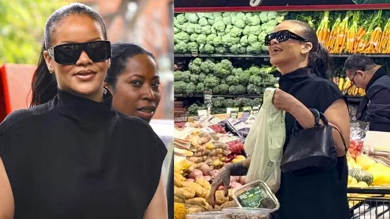 Rihanna fazendo compras no super mercado — Foto: The Grosby Group