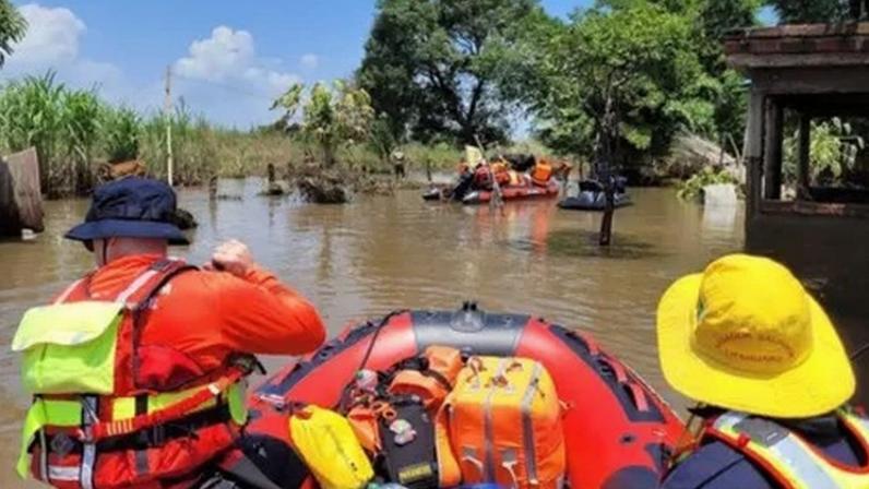 The teams rescued more than 80 people from floodwaters