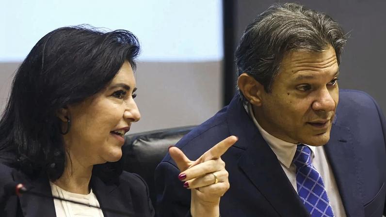 Ministra Simone Tebet (Planejamento) e ministro Fernando Haddad (Fazenda). Foto: Valter Campanato/Agência Brasil