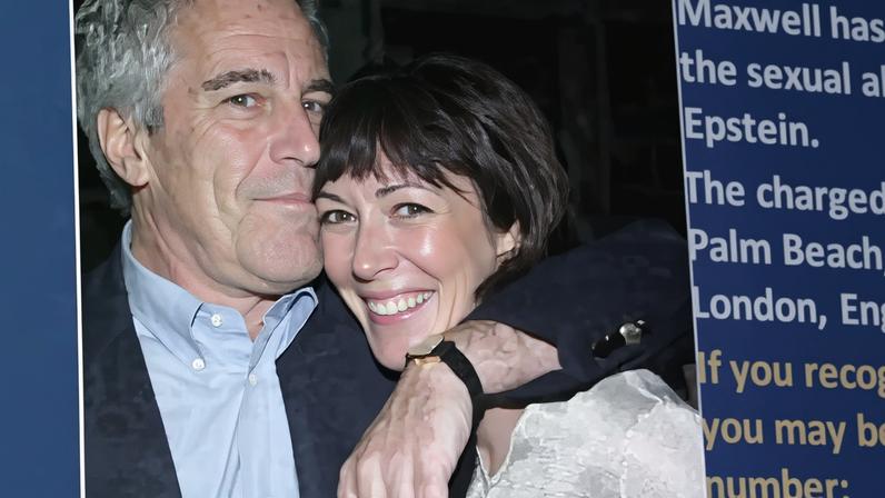 O pedófilo Jeffrey Epstein e sua namorada, Ghislaine Maxwell, em foto de arquivo de 2020 durante a apresentação da promotoria dos EUA à imprensa na qual foram feitas as acusações de envolvimento dela nos casos de abuso sexual. (Foto: JASON SZENES/EFE)