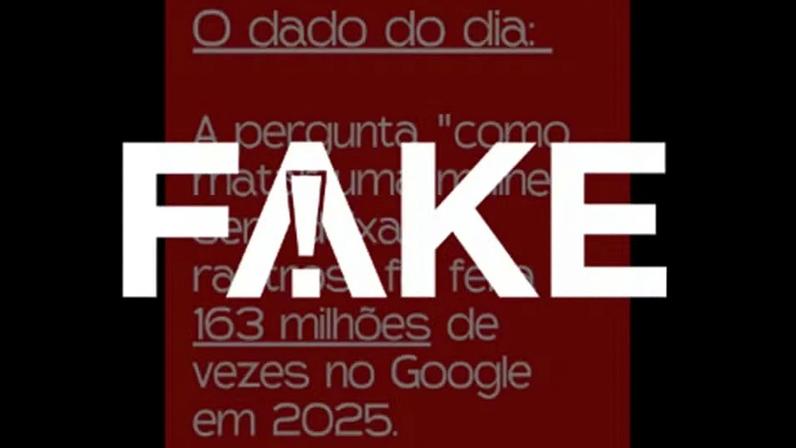 É #FAKE que pergunta 'como matar uma mulher sem deixar rastros' foi pesquisada 163 milhões de vezes no Google em 2025 — Foto: Reprodução