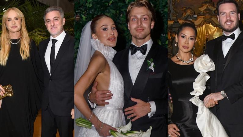 Cruz gigante de Maya Massafera, aplicação de flor de Maíra Cardi e vestido de noiva histórico: os looks dos famosos em casamento de herdeira bilionária que parou SP