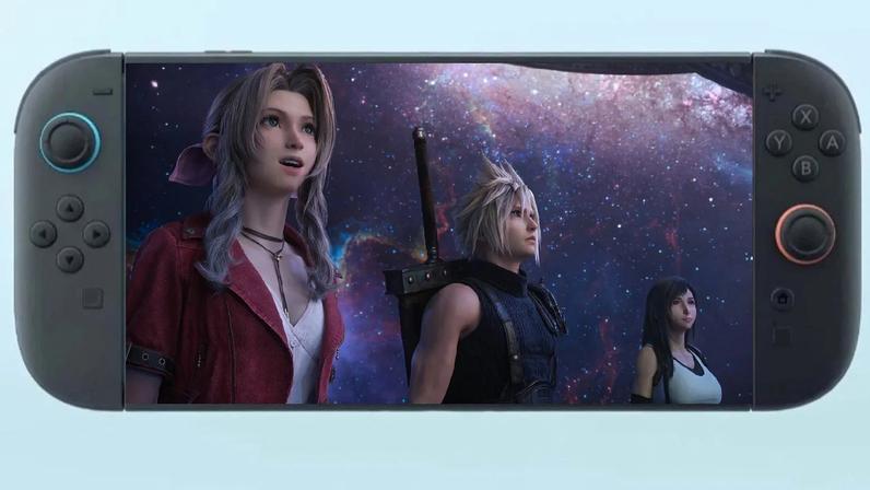 FF7 characters look up at the stars on Switch 2.