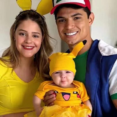 Filha e neta de Tom Cavalcante vão ao Carnaval vestidas de Pikachu