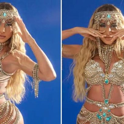 Gabi Martins usa look de pedrarias em ensaio da Vila Isabel e antecipa Carnaval