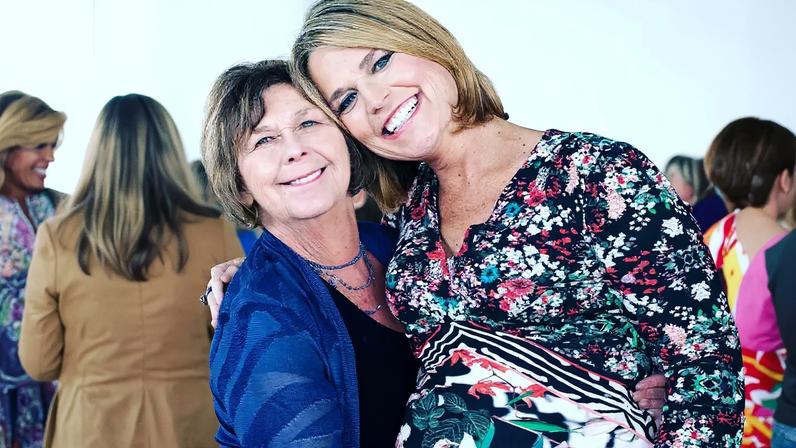 Nancy Guthrie embracing her daughter, Savannah Guthrie, who is visibly pregnant.