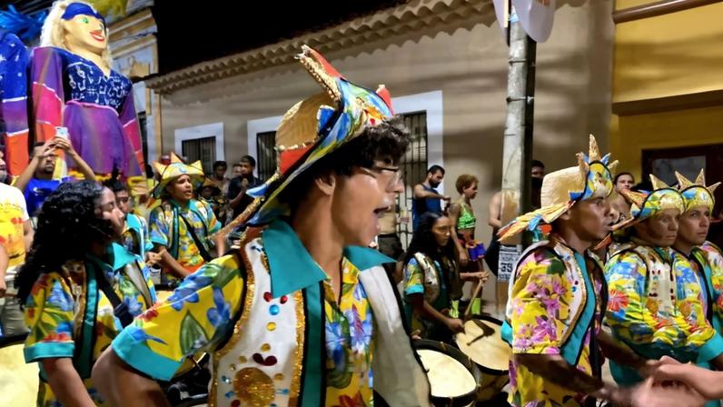 Olinda, Pernambuco, Brazil 02/08/2024 Close up on participants in a procession durring the Carnival in Olinda in Brazil