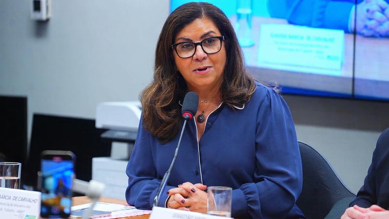 Cláudia Soares durante audiência pública na Câmara dos Deputados — Foto: Pablo Valadares/Câmara dos Deputados