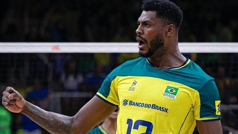 Isac Viana pela Seleção Brasileira de vôlei (Foto: Reprodução X)