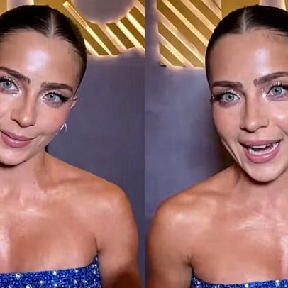 Jade Picon e André Lamoglia curtem Sapucaí com vestido de crochê