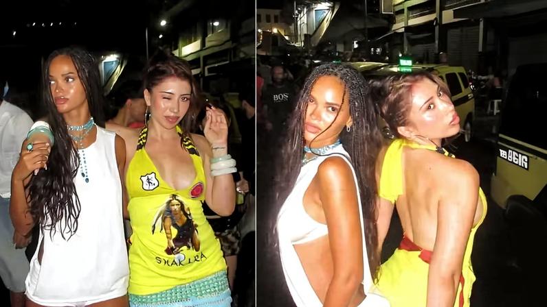De blusa com foto de Shakira, Kali Uchis curte noite no Rio com ex de Kanye West — Foto: Reprodução Instagram