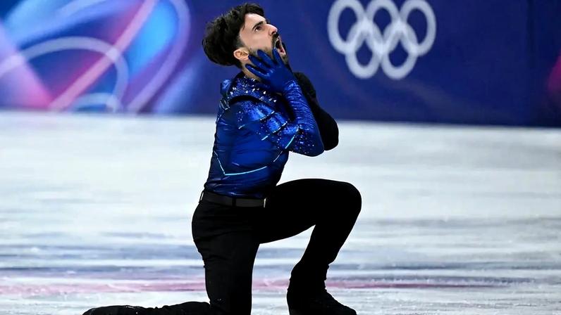 Kevin Aymoz se apresentou ao som de Judas, de Lady Gaga, nas Olimpíadas de Inverno (Photo by WANG Zhao / AFP)