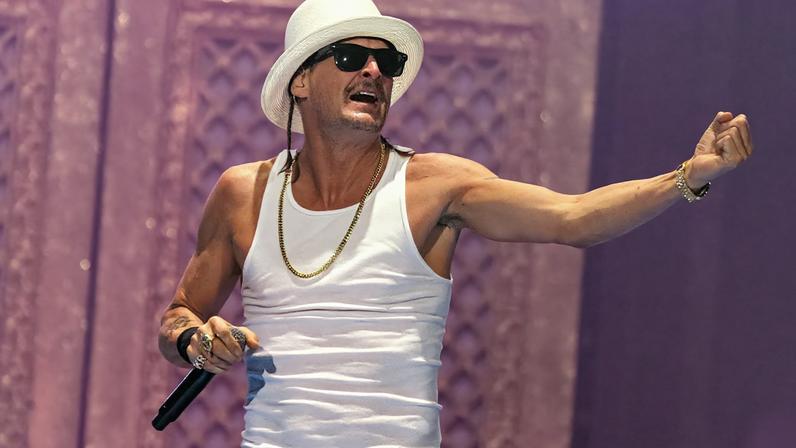 Kid Rock at a concert in Wichita, Kansas in April 2025.
