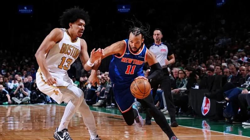 BOSTON, MA - FEBRUARY 8: Jalen Brunson #11 of the New York Knicks drives to the basket during the game against the Boston Celtics on February 8, 2026 at TD Garden in Boston, Massachusetts. NOTE TO USER: User expressly acknowledges and agrees that, by downloading and/or using this Photograph, user is consenting to the terms and conditions of the Getty Images License Agreement. Mandatory Copyright Notice: Copyright 2026 NBAE Brian Babineau/NBAE via Getty Images/AFP (Photo by Brian Babineau / NBAE / Getty Images / Getty Images via AFP)