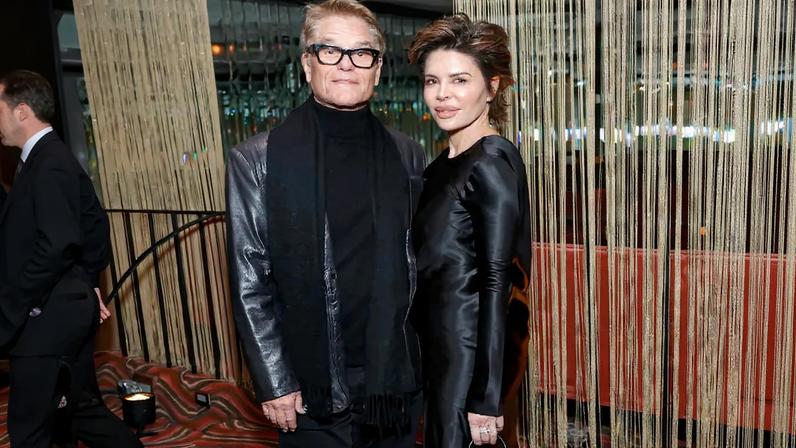 Lisa Rinna, seen here in January 2024, responded to rumors about her husband Harry Hamlin’s sexuality.