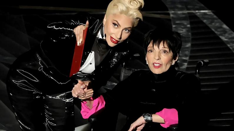 Lady Gaga and Liza Minnelli speak onstage during the 94th Annual Academy Awards at Dolby Theatre on March 27, 2022 in Hollywood, California.