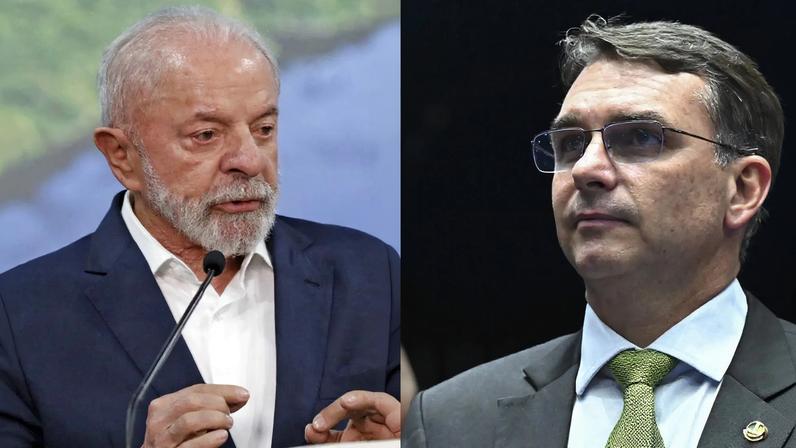 Presidente Luiz Inácio Lula da Silva (PT) e senador Flávio Bolsonaro (PL) já discursam em público as mensagens de sua corrida ao Palácio do Planalto. (Foto: Bruno Peres/Agência Brasil / Jefferson Rudy/Agência Senado)