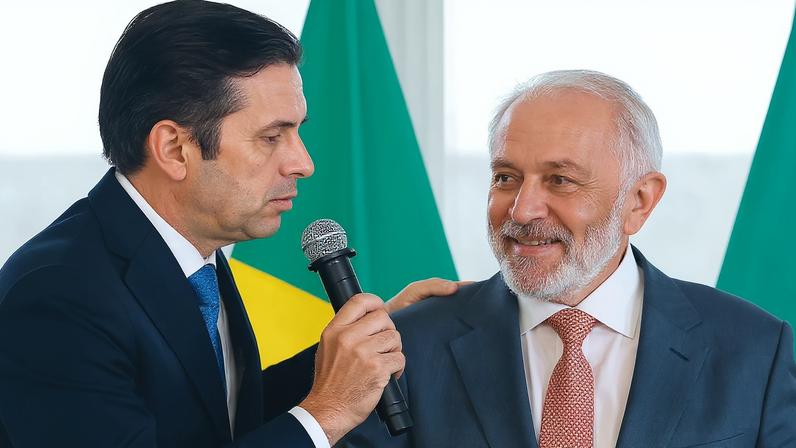 Lula e Hugo Motta durante encontro em Brasília: presidente da Câmara promete acelerar votação de acordo Mercosul-UE, uma das prioridades do governo no Congresso. (Foto: Ricardo Stuckert / PR)