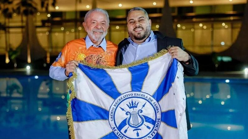 O presidente Lula e o presidente da Acadêmicos de Niterói, Wallace Palhares. Foto: Ricardo Stuckert/PR