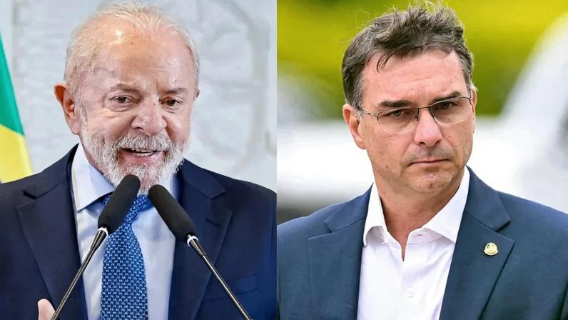 O presidente Lula (PT) e o senador Flávio Bolsonaro (PL). Fotos: Ricardo Stuckert/PR e Evaristo Sá/AFP