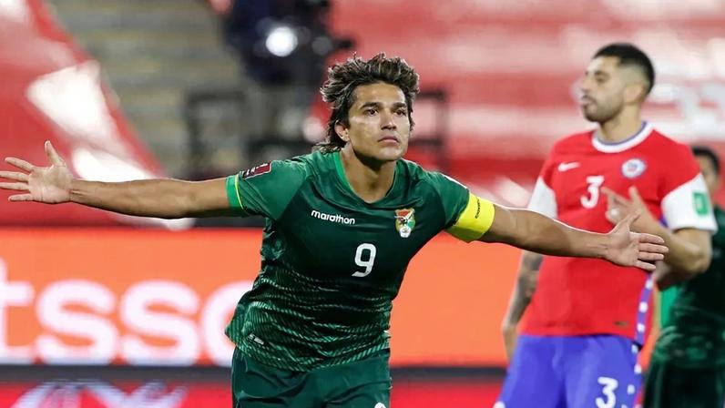 Marcelo Moreno comemora um gol pela seleção da Bolívia — Foto: Divulgação/Conmebol