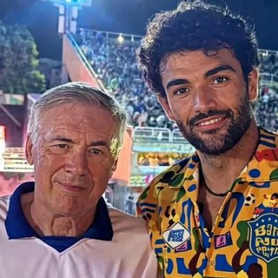 Ancelotti acompanha desfile de carnaval com o tenista Matteo Berrettini