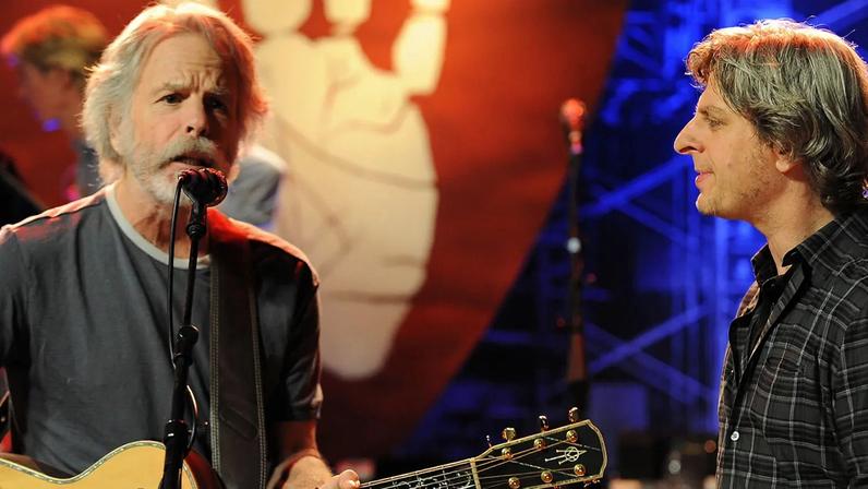 SAN RAFAEL, CA - AUGUST 03: Bob Weir of The Grateful Dead and Mike Gordon of Phish perform during the "Move Me Brightly" 70th Birthday Tribute for Jerry Garcia at TRI Studios on August 3, 2012 in San Rafael, California. (Photo by C Flanigan/WireImage)