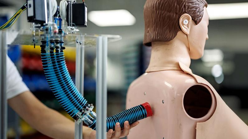 A new soft robotic arm can safely operate close to the human body without causing discomfort or injury. The AI control system is well-suited for assistive scenarios like showering, where the arm can help wipe the back — supporting people with limited mobility and easing the load on caregivers.