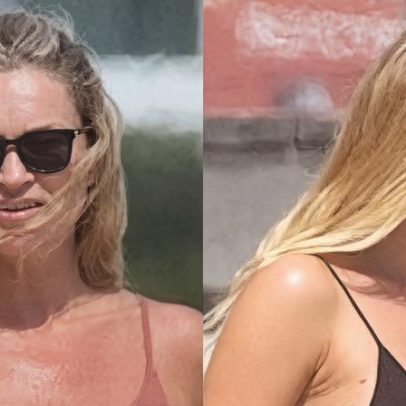 Kate Moss curte praia com filha Lila Moss em biquíni