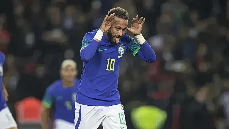 Neymar comemora gol Tunísia 1 x 5 Brasil, em setembro de 2022.