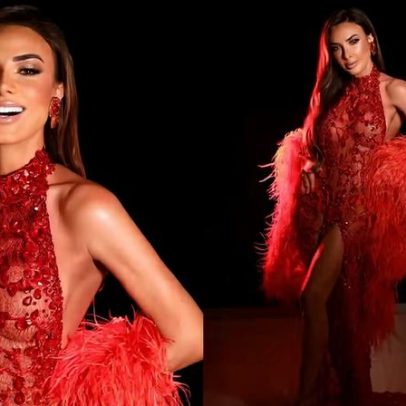Nicole Bahls usa look luxuoso no terceiro dia da Sapucaí