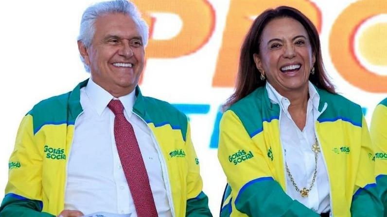 O governador Ronaldo Caiado e a primeira-dama, Gracinha Caiado, em evento do Goiás Social