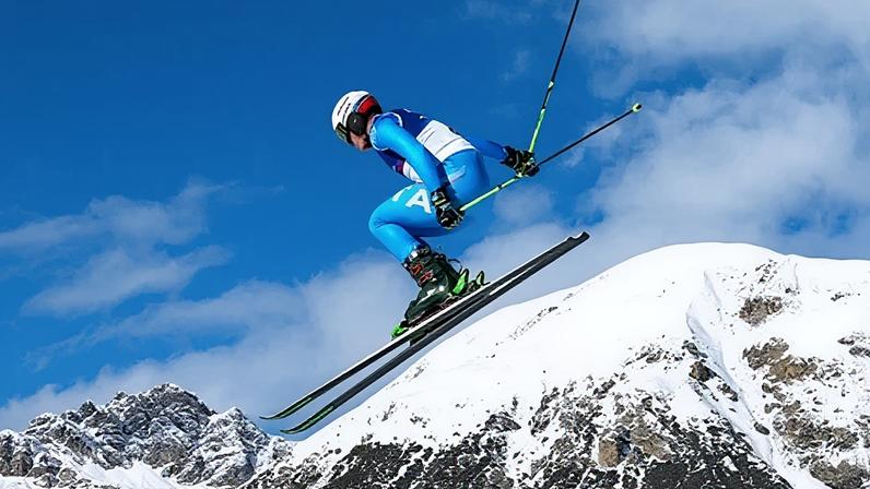 Getty Images An Alpine skier does a jump at the 2026 Milan-Cortina Winter Olympics (Credit: Getty Images)