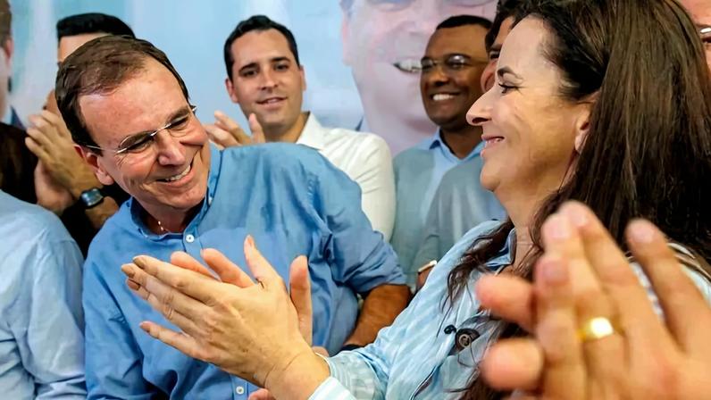 O pré-candidato ao governo do Rio de Janeiro Eduardo Paes (PSD) e a advogada Jane Reis (MDB). Foto: MDB/Reprodução