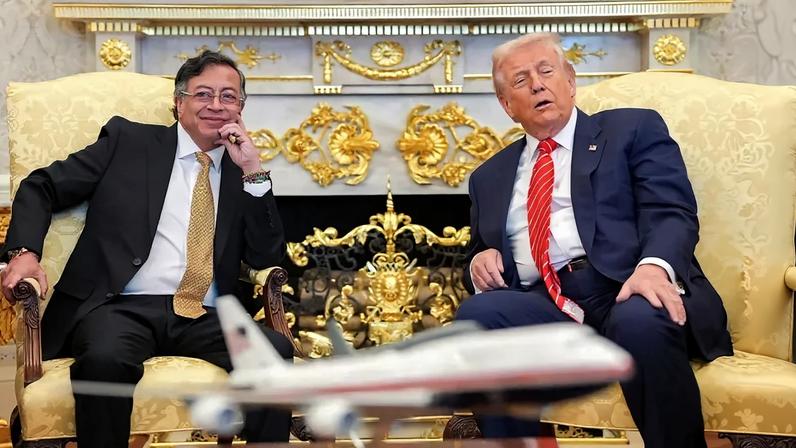 U.S. President Donald Trump and Colombian President Gustavo Petro meet at the White House.