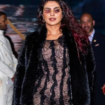 Priyanka Chopra enfrenta o frio de Nova York com renda transparente