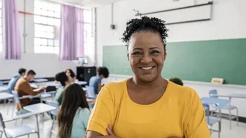 Portrait of a teacher in the classroom