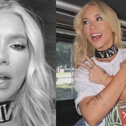 Virginia Fonseca usa coleira com nome de Vini Jr. e ri da reação dos amigos