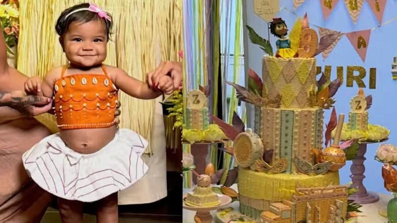 Bloquinho da Zuri! Filha de Ludmilla e Brunna celebra 9 meses com festa animada e churrasco com ouro — Foto: Reprodução/Instagram