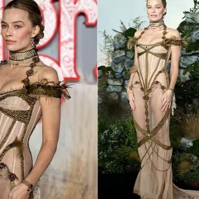 Margot Robbie usa pulseira de cabelo de Emily Brontë na estreia em Londres