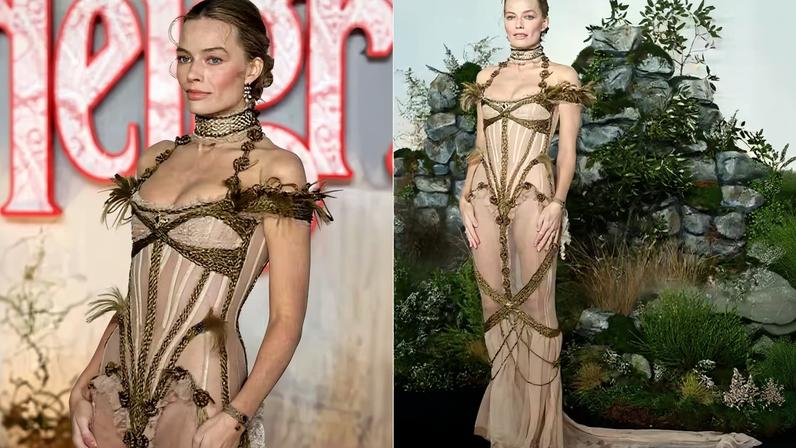 Margot Robbie usa pulseira feita com cabelo de Emily Brontë — Foto: Getty Images