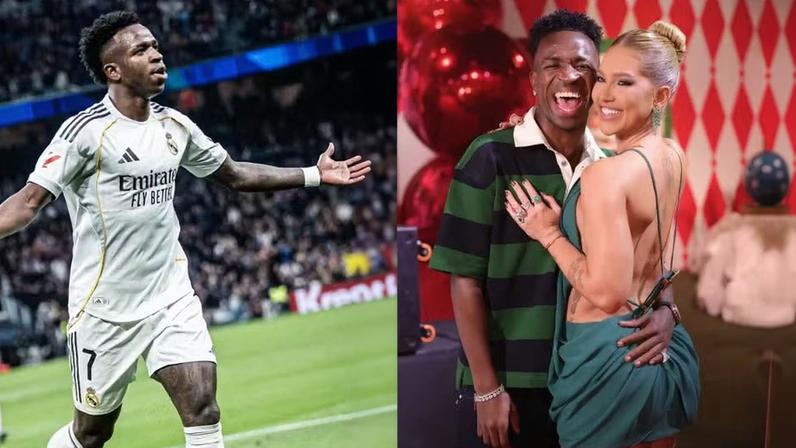 Vini Jr marca gol de pênalti e comemora com homenagem a Virginia — Foto: Reprodução/ Instagram