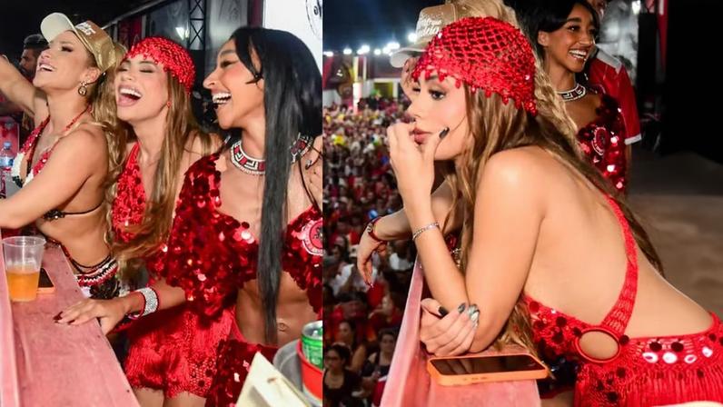 Lexa acompanha apuração das escolas de samba de SP na quadra da escola Dragões da Real — Foto: Edu Araujo/ Agnews